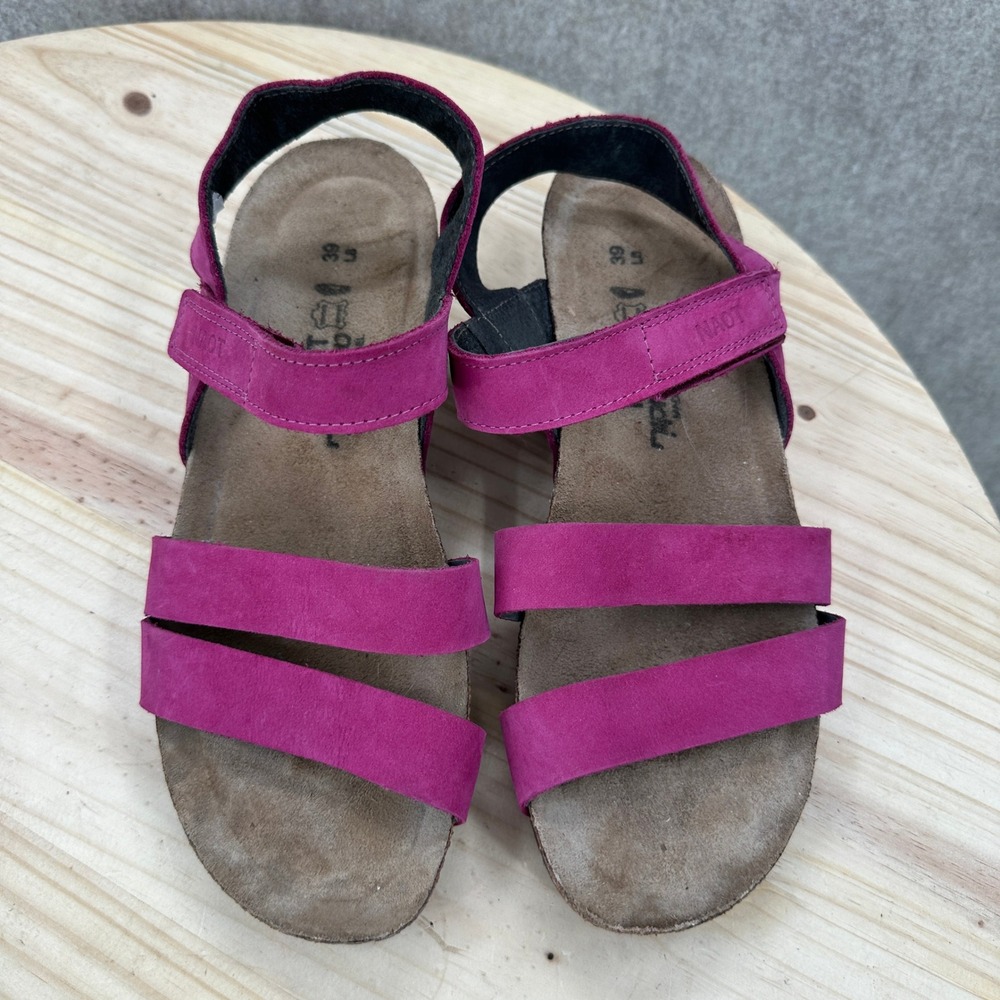 Naot Wedge Sandals Womens 8-8.5 Pink Suede Strappy Comfort Platform 1281-224853 - Picture 7 of 10